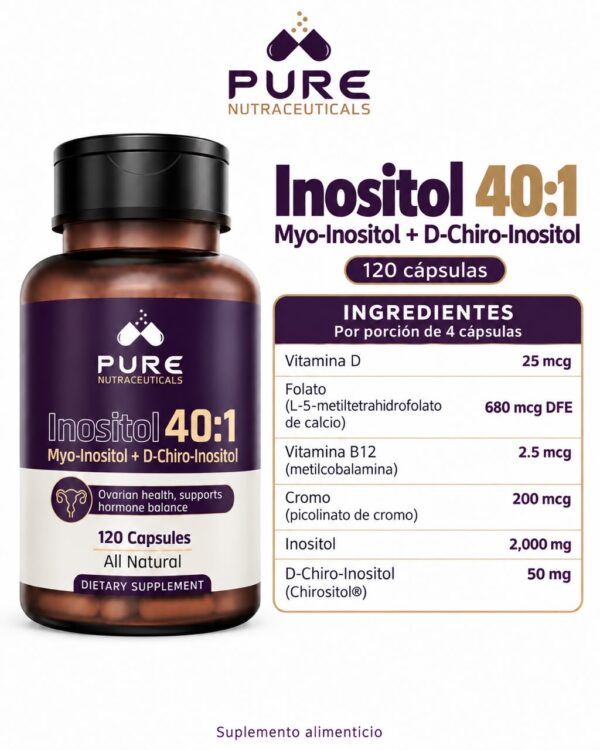 Inositol 40:1 myo inositol D-chiro 120 caps - Image 2